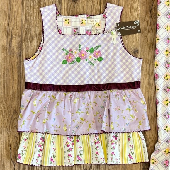 NWT Matilda Jane Enchanted Garden Gingham Tunic Top & Floral Pant Set Size 14 - Picture 2 of 10